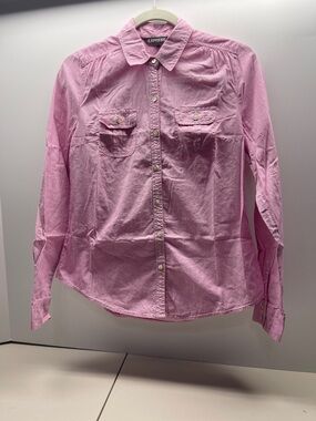 Express Pink Button-Down Shirt with Chest Pockets. Size XS